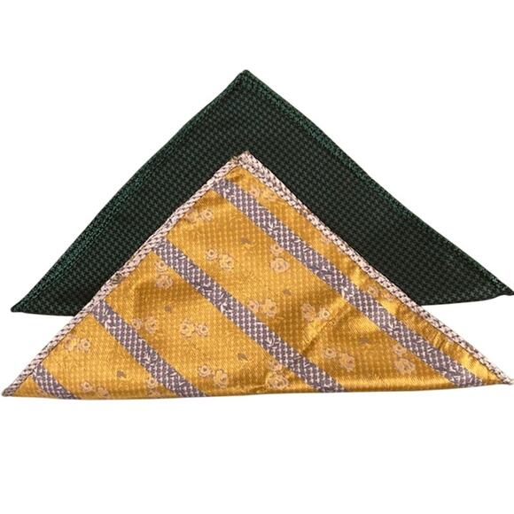UNBRANDED, Men's (2) Handmade Silk Suit Pocket Squares  NWOTS - Picture 2 of 3